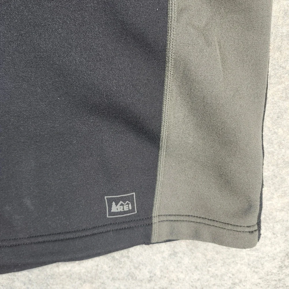 REI Mens Half Zip Fleece Pullover Black Grey Large Gorpcore Outdoor Utility Mock
